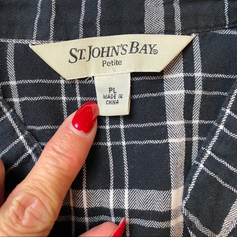 St. John’s Bay Petite Plaid Button Down Blouse - Picture 10 of 16